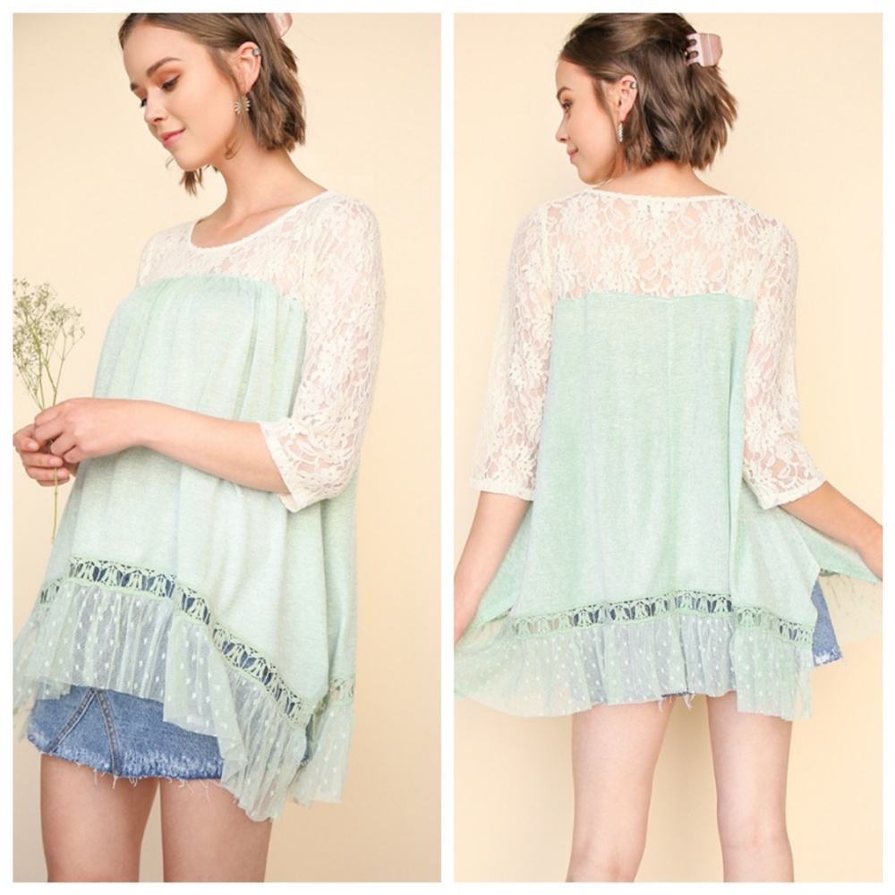 Springtime In The City Lace Sleeve Blouse
